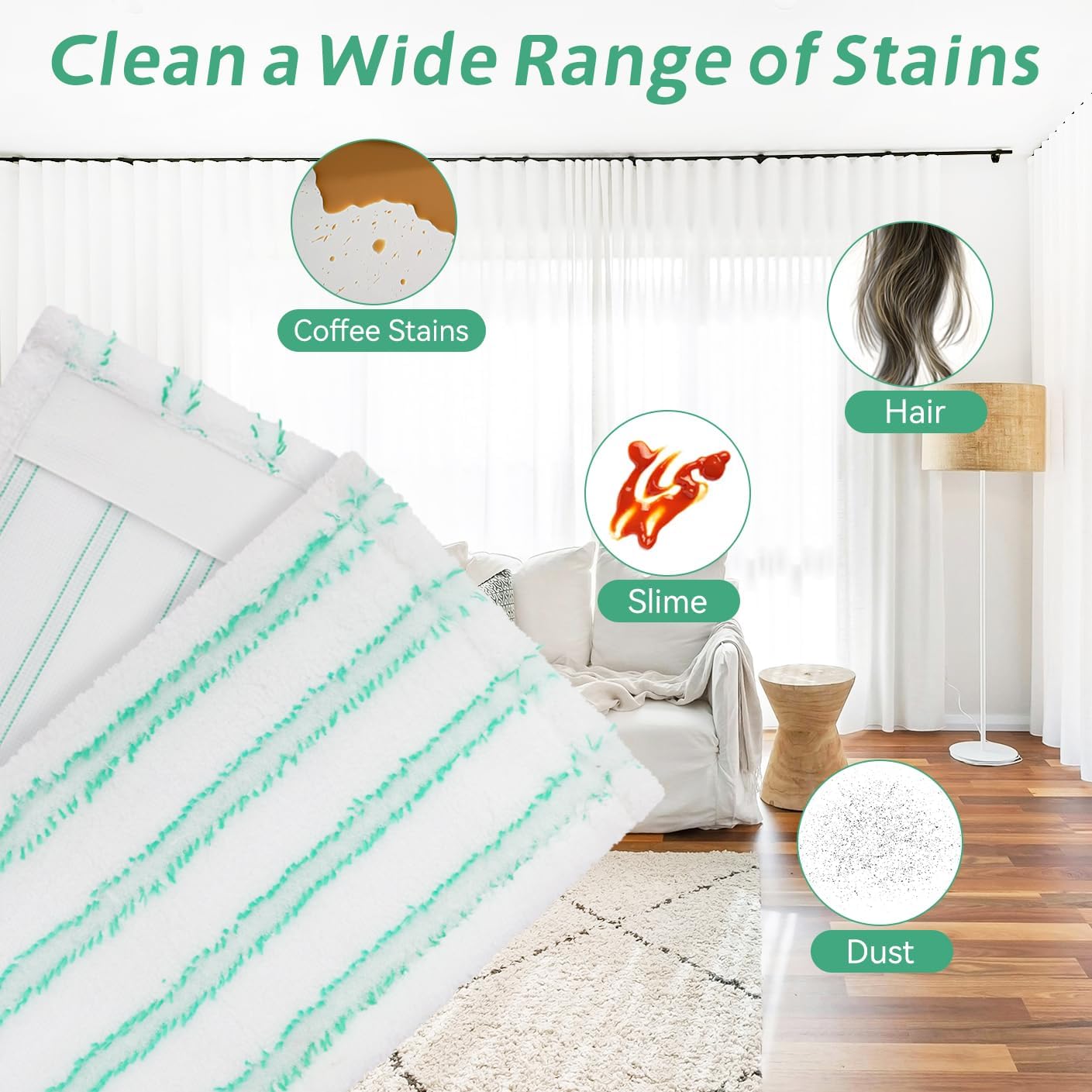 Microfiber Mop Pads Replacement for Quick Shine Hard Surface Floor Polish Mop: Washable & Reusable Mop Pad,Wet Dry HardFloor Cleaning Refills (6 Pack)