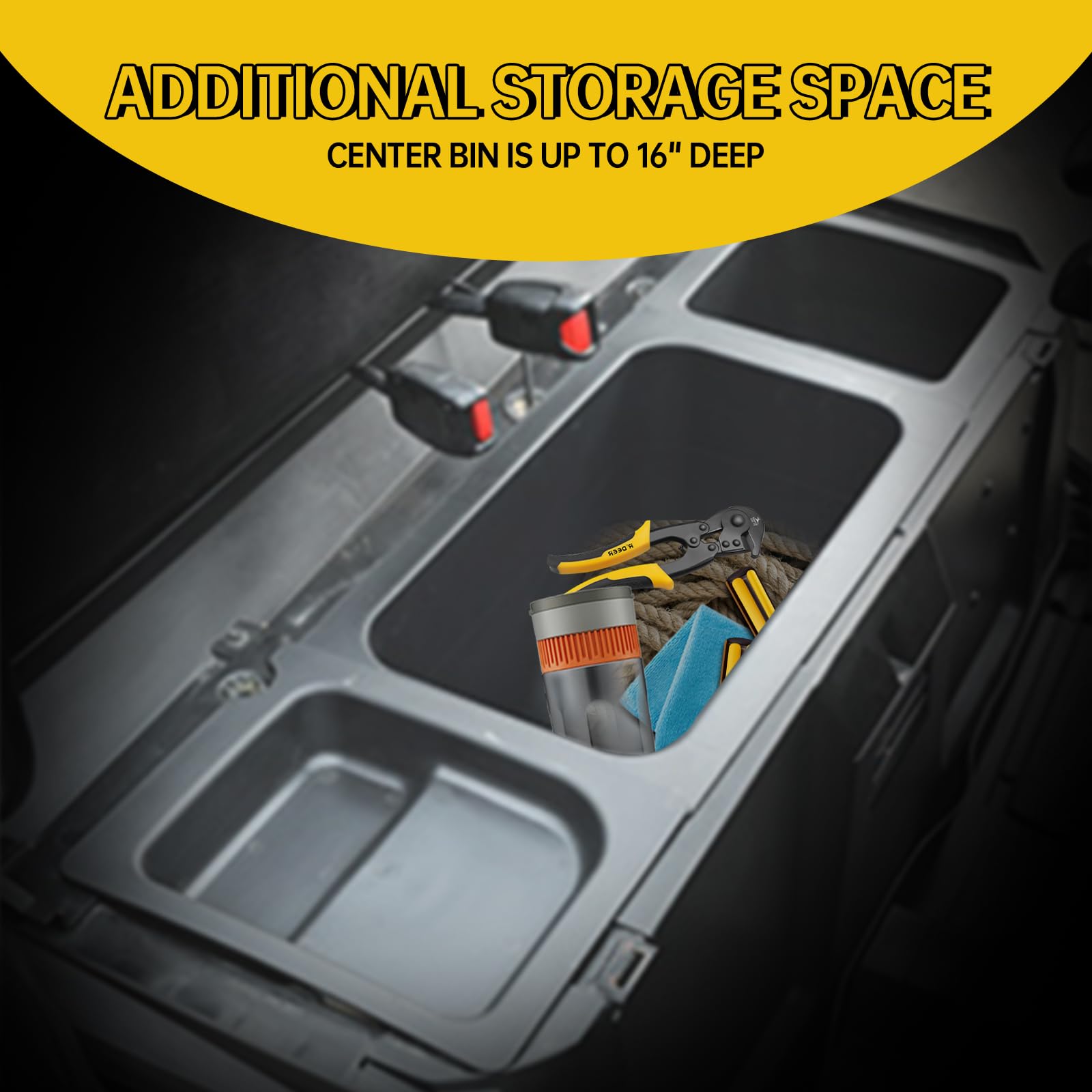 CPOWACE Underseat Storage Box Compatible with 2015-2021 Polaris Ranger 500/570 Mid-Size Accessories Under Seat Storage Bin Set Organizer Tray 50