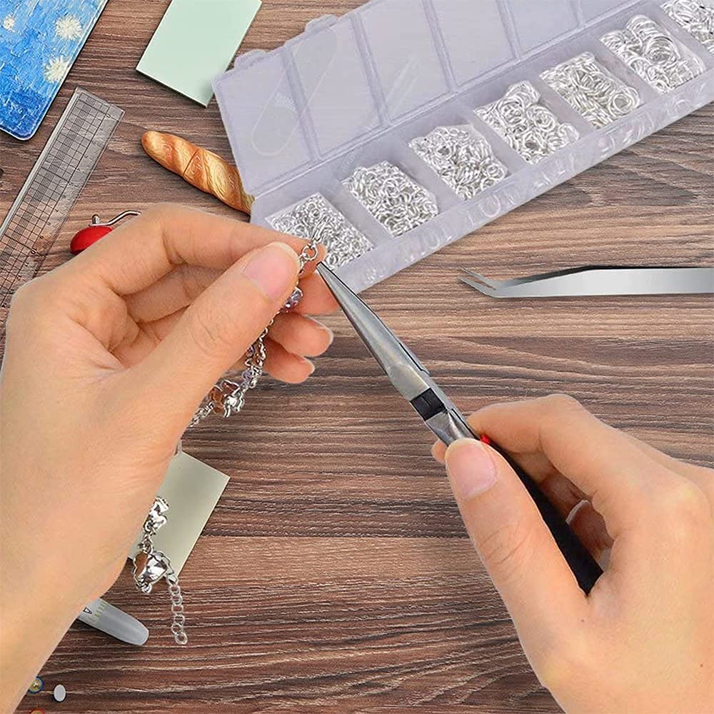 Aperto Salto Anelli Kit 1200PCS Gioielli fai da te Fare Accessori Materiale Set Kit Apri Pinze Pinzette