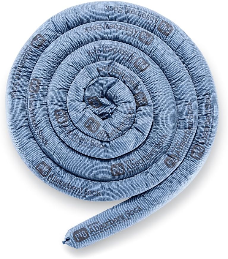 PIG Blue Absorbent Sock | 3.7 Gallon Absorbency | Forms Barrier & Prevents Spills from Spreading | 3" x 20' | 4 Socks | PIG203