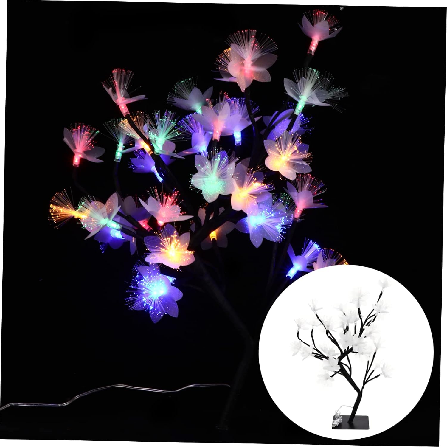 1Pc Artificial Optic Flower Tree Light USB Charging Tabletop Lamp for Home Office Wedding Decor for Christmas and Halloween