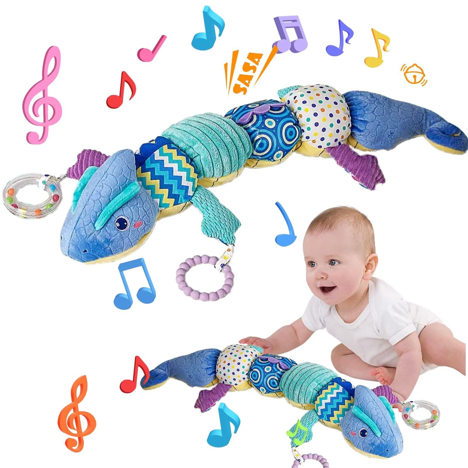 Pau1Hami1ton Baby Toys 0-3-6-12 Months Musical Plush Caterpillar Toy,Newborn Toys with Crinkle and Rattles,Baby Sensory Toys,Newborn Boy Girl Gifts.