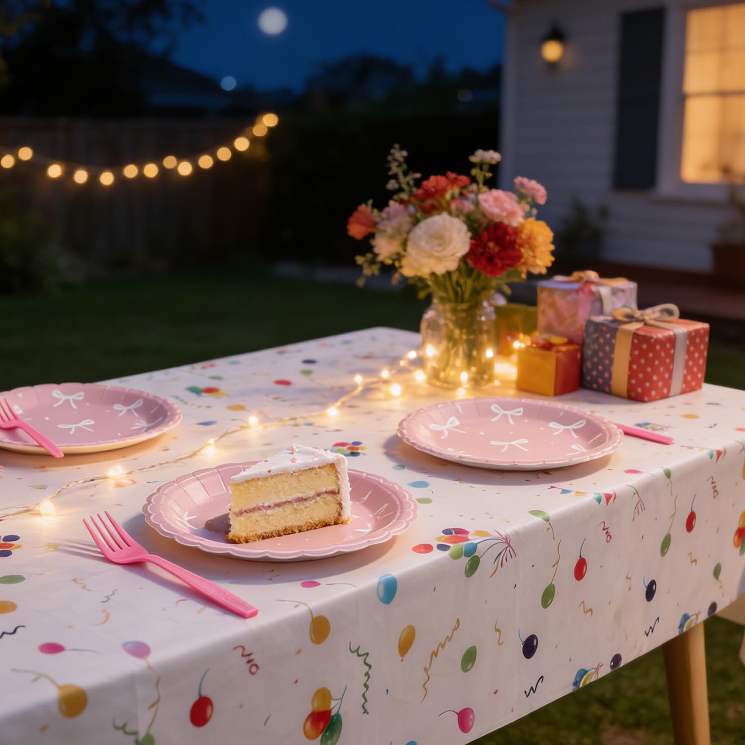Pink Bow Birthday Party Supplies Serve 24, Coquette Birthday Decorations Include Bow Plates Napkins Cups Tablecloth straw Bow Theme Tableware for Girls Bachelorette Decor