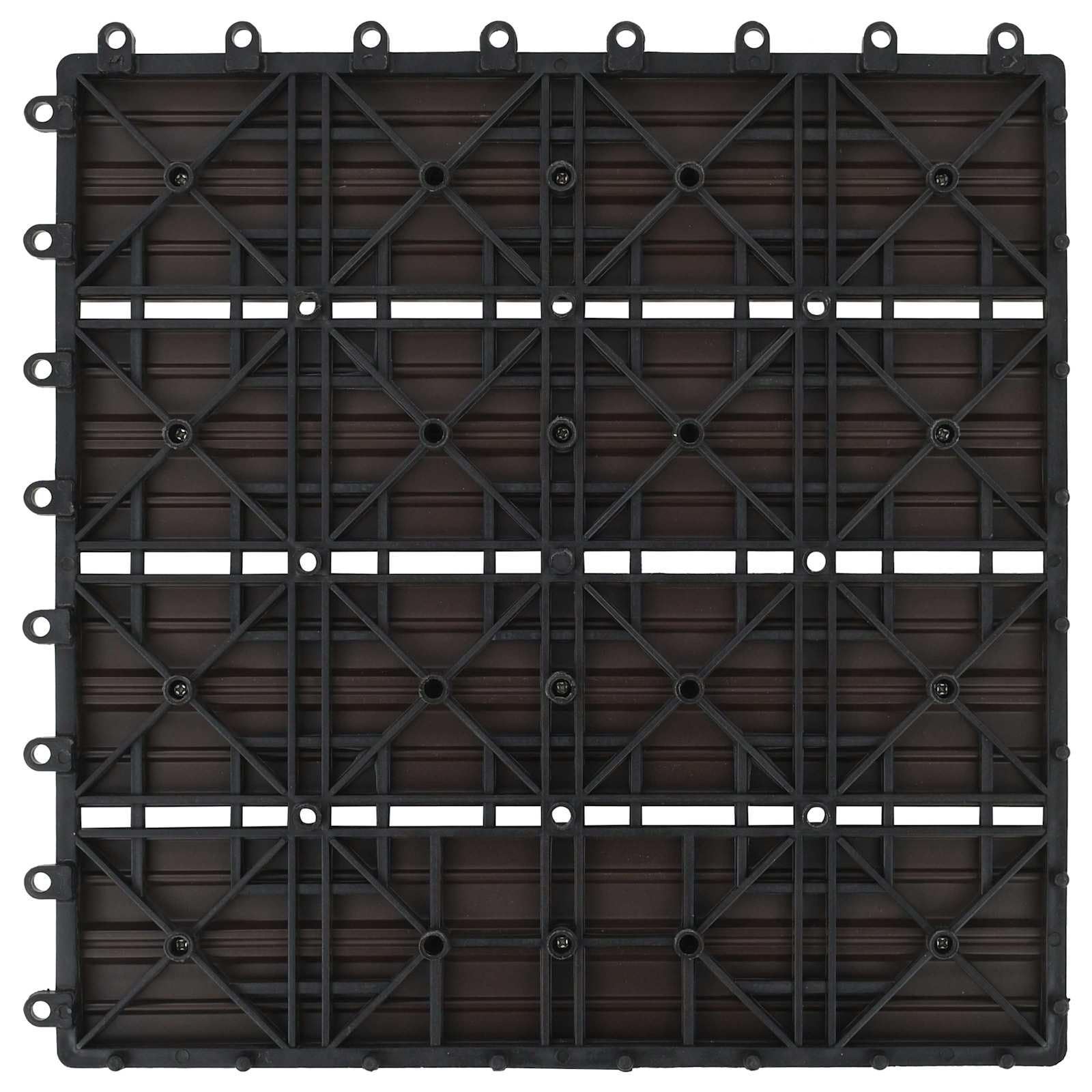 WPC Terrassenfliesen 11er Set Dunkelbraun 30x30 cm Klicksystem Bodenbelag für Balkon Terrasse Garten