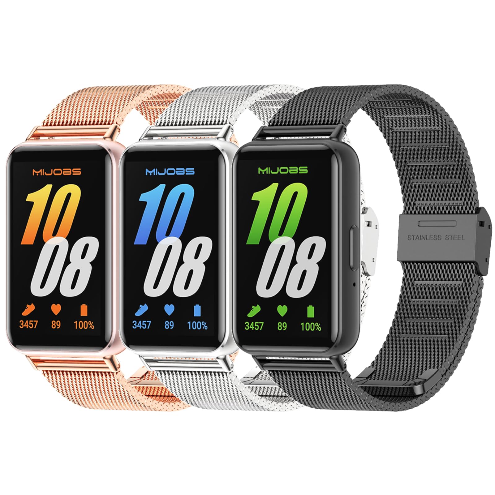 3 Pack metal Band Compatible with Samsung Galaxy Fit 3, Waterproof Adjustable Sport Breathable Replacement Watch Band Wristband fit for Galaxy Fit 3 Smartwatch Accessories (3 Pack)