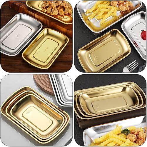 Miniatura 5 de 1 unid 304 de acero inoxidable para hornear, plato de refrigerio, recipiente de alimentos, plato de aperitivos, plato de postre, bandeja de té de la