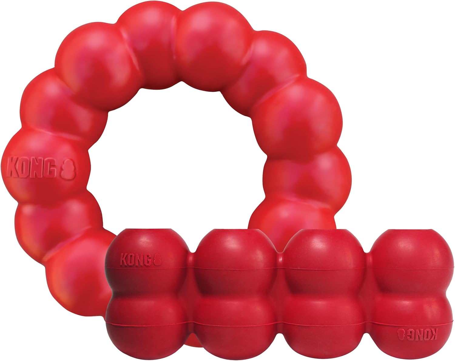 KONG Ring & Goodie Ribbon - Durable Rubber Treat-Dispensing Chew Toy for Dental Health - for Large Dogs