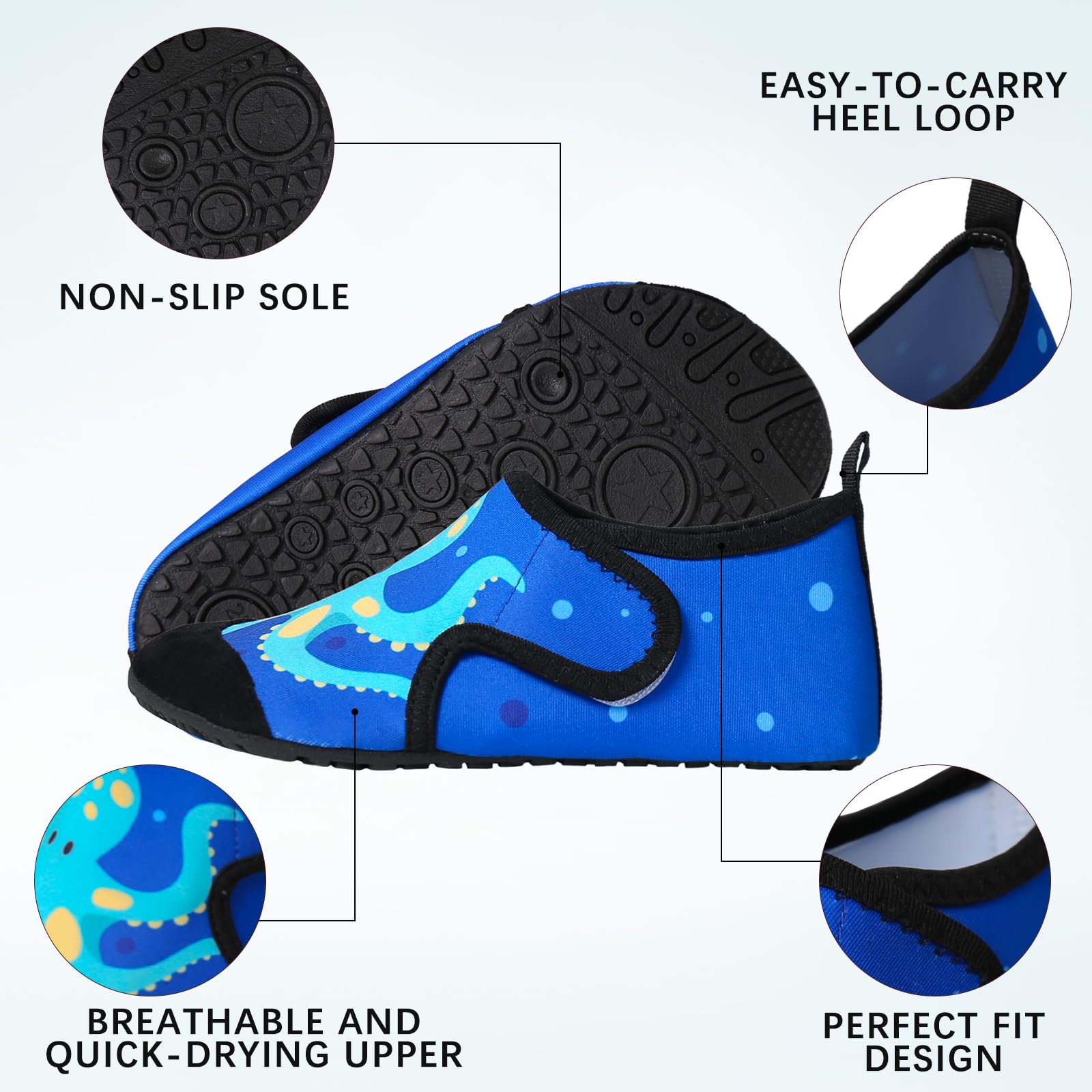 Tolaler Calcetines de Piscina Bebe, Zapatos de Playa para Niños con Suela Gruesa Antideslizante Zapatos de Playa para Niños Flexible Transpirable Secado Rápido Niños Niña 22-35EU