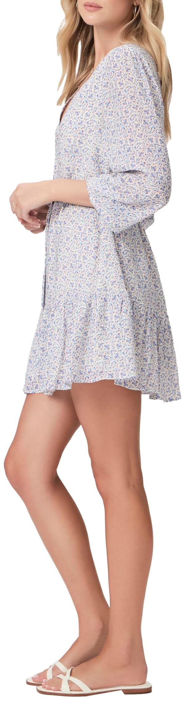 PAIGE Women's Marlyn Dress, White/French Blue Multi, 6 by PAIGE - Used condition - Image 3