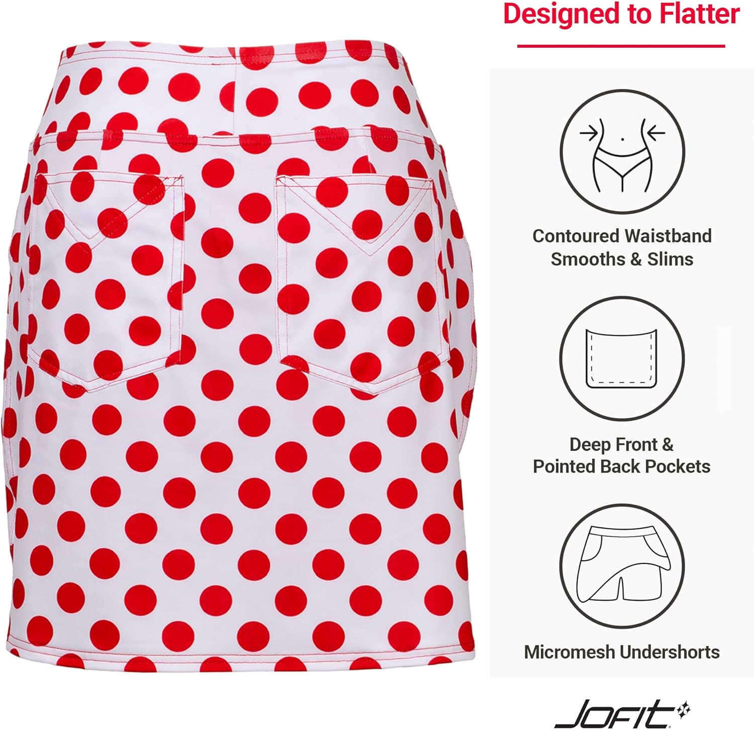 Jofit Apparel Women's Mina Mid Rise Skort, Quick Dry Athletic Wear for Golf, Tennis, & More, Breathable Outdoor Activewear