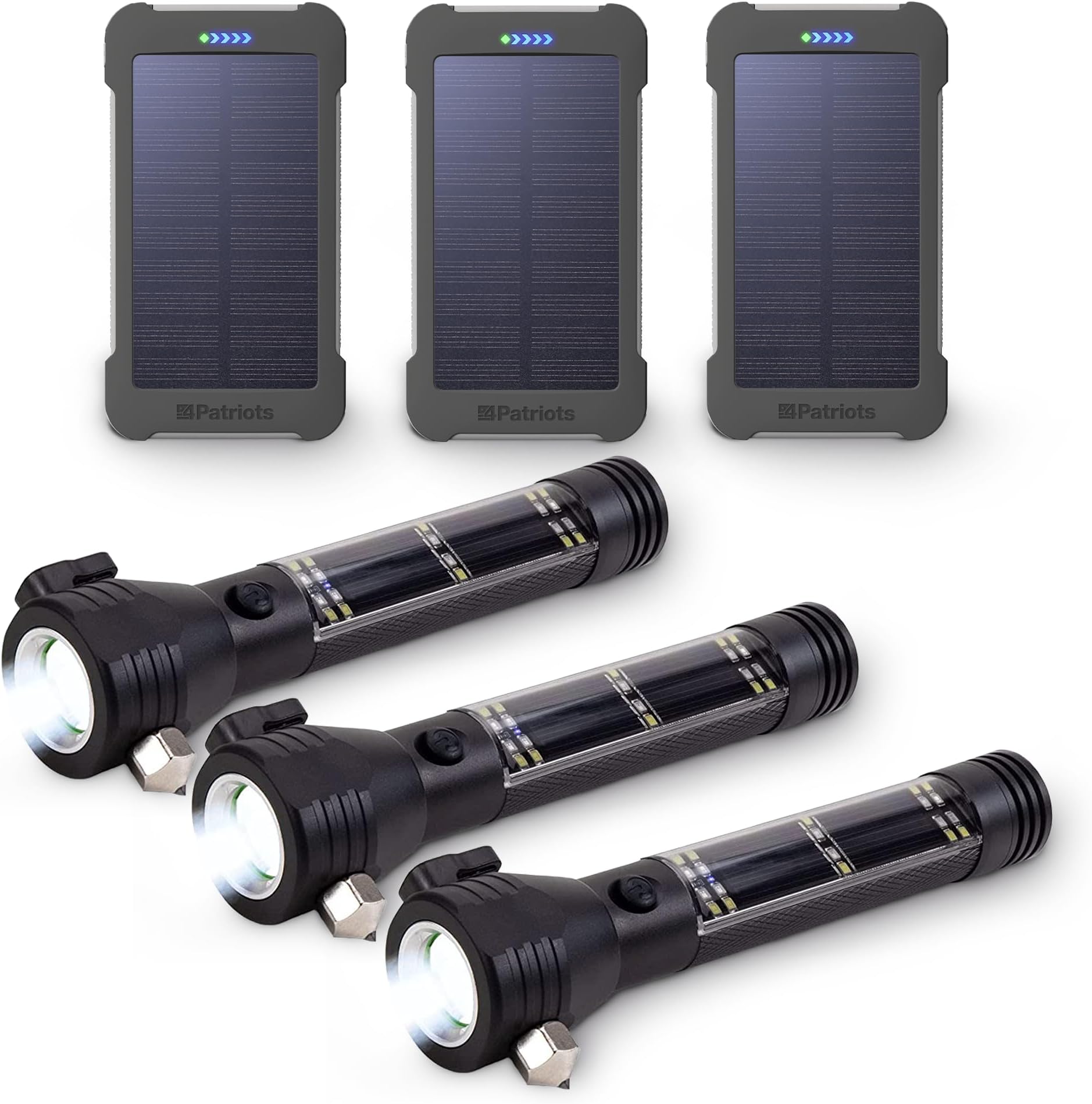 4Patriots3 Patriot Power Cell CXs & 3 HaloXT Tactical Flashlights for Camping & Emergencies