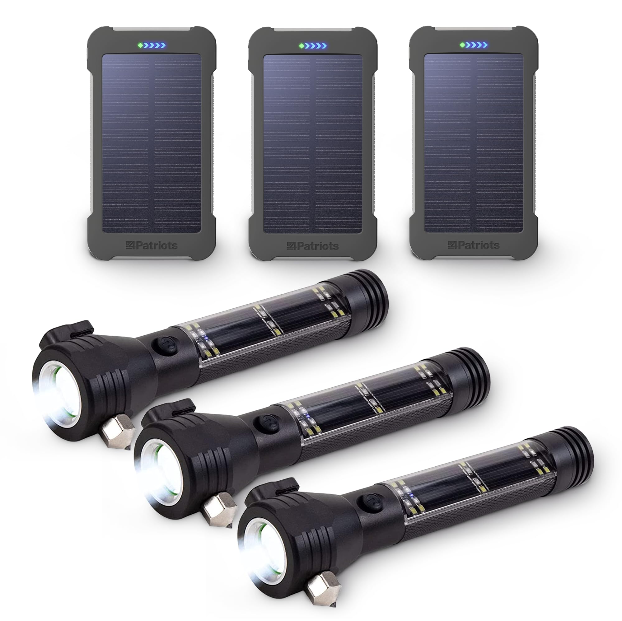 4Patriots3 Patriot Power Cell CXs & 3 HaloXT Tactical Flashlights for Camping & Emergencies