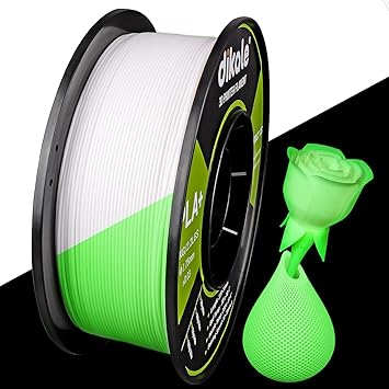 review Dikale PLA+ 3D Printer Filament Luminous White, 1.75mm No Tangle, Net Weight 2.2lbs Spool (1kg), PLA Pro Plus, White with Glow in The Dark Effect