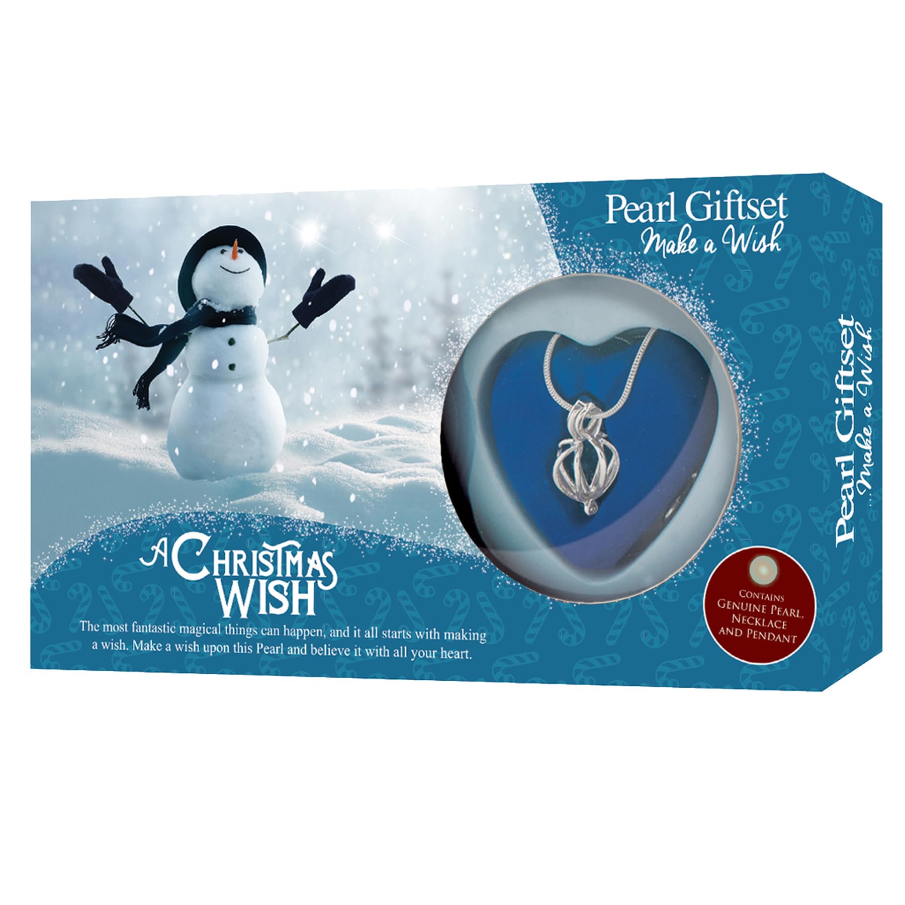 Christmas Wish Pearl Kit Creations Kit, Heart Cage Locket Necklace, Pendant Necklact, Cultured Pearl Oyster Necklace with Box Pearl in Oyster for Girl Women - Snowman 8282