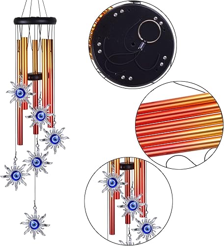 Miniatura 2 de Campanillas de viento de ojo malvado azul, decoración al aire libre, atrapador de viento de ojo malvado, campanas de viento de sol de mal de ojo,