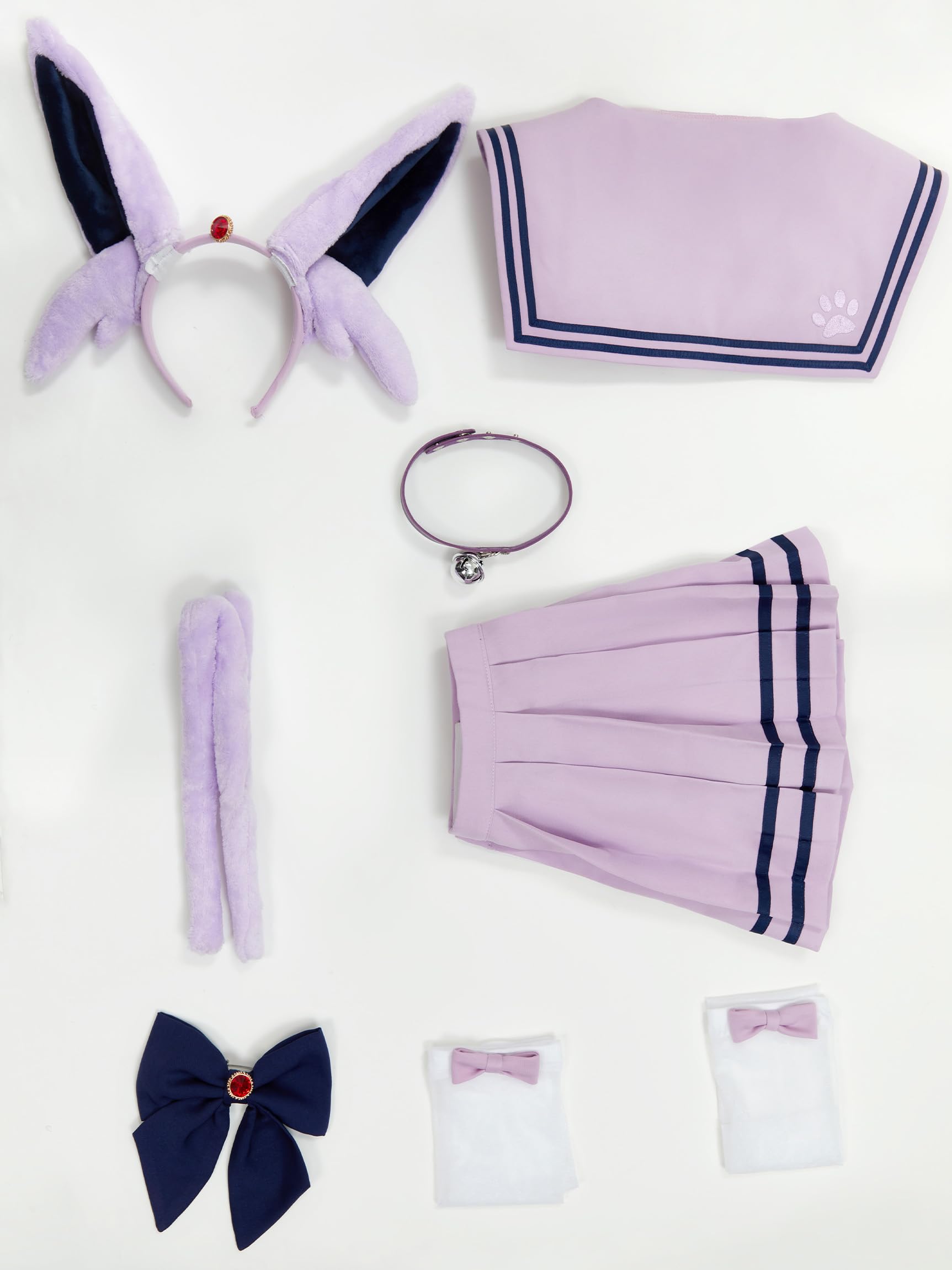 Mobbunny Women's Anime Cosplay Outfits Sailor Uniform Purple Bodysuit Pleated Skirt Set with Headband Choker Halloween: X-Large Purple