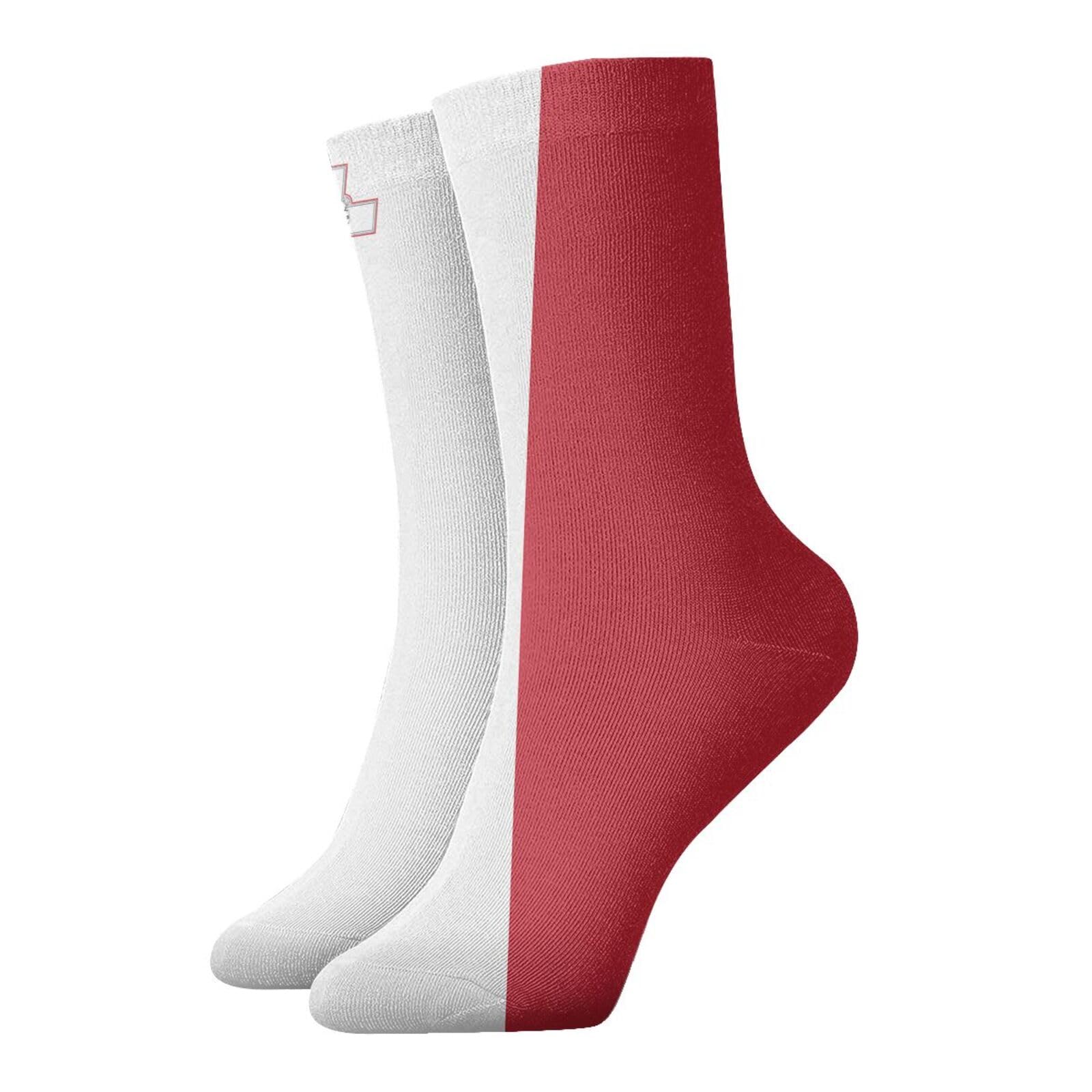 Wbqlsl Unisex White Flag Of Malta Patterned Casual Warm Mid-Calf Socks, Stylish Socks For Outdoor Activities And Everyday Wear