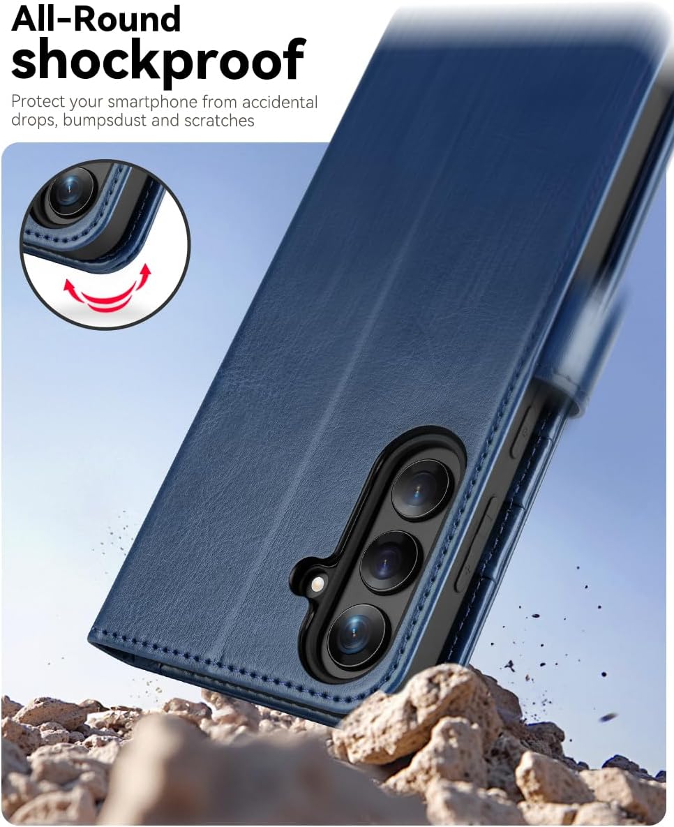 OCASE Compatible with Galaxy S25 Plus Wallet Case, PU Leather Flip Folio Case with Card Holders RFID Blocking Kickstand [Shockproof TPU Inner Shell] Protective Phone Cover 6.7 Inch 2025, Blue