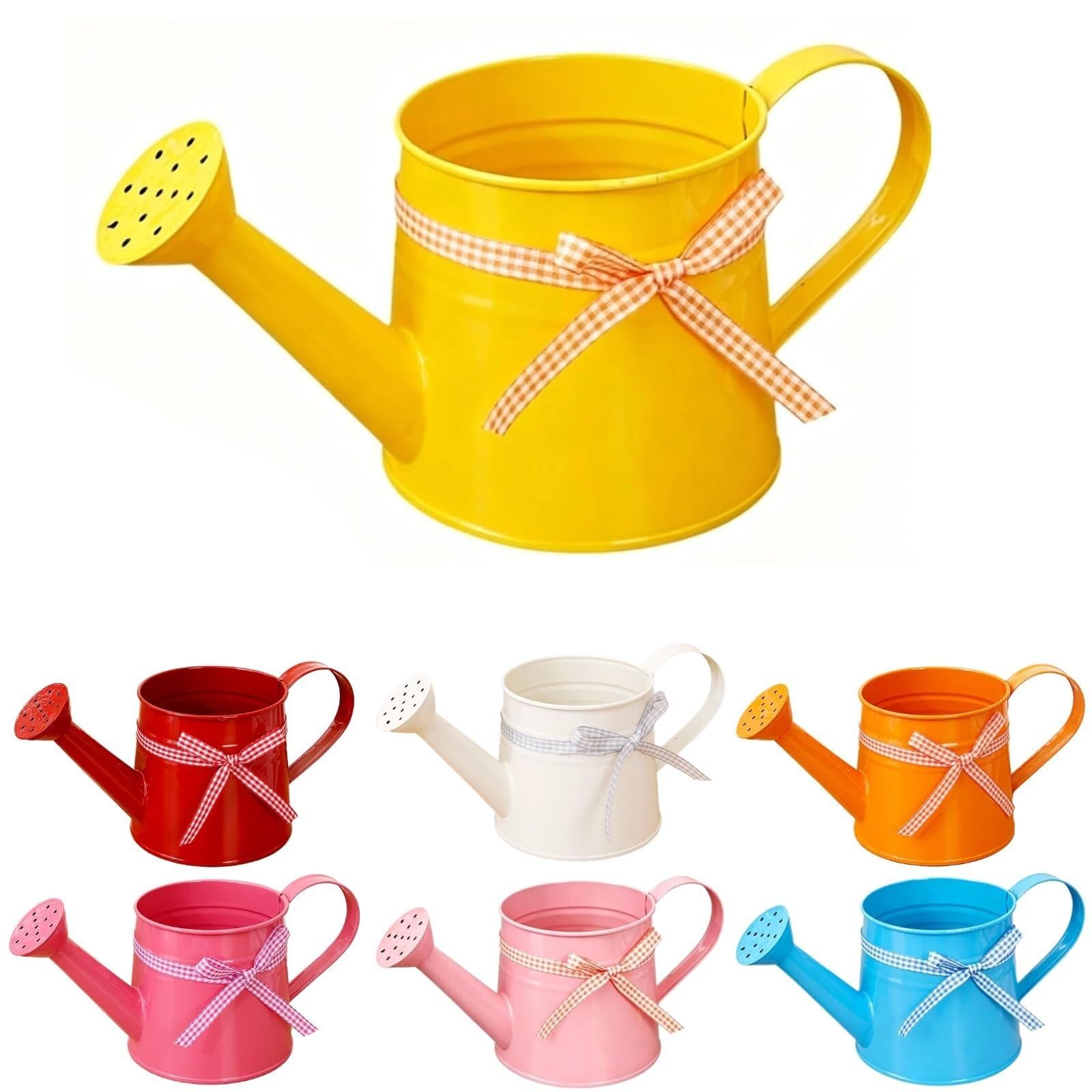 1L Pink Galvanised Steel Watering Can, Vintage Metal Pot