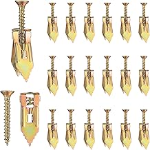 50 Pcs Self Drilling Drywall Anchors with Screws Kit, Zinc Plated Steel Wall Anchors and Self Tapping Screws Heavy Duty, No Drill Or Holes in Wall, for TV, Shelf Straps, Bike, Cabinets