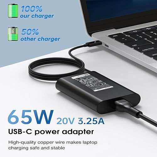 Miniatura 9 de Cargador USB C de 65 W compatible con Dell XPS 13 9360 13 9365 2 en 1 13 9315 9320 5420 5290 5480 5491 5495 5520 5530 5580 5590 555 91 28.3 in Cable