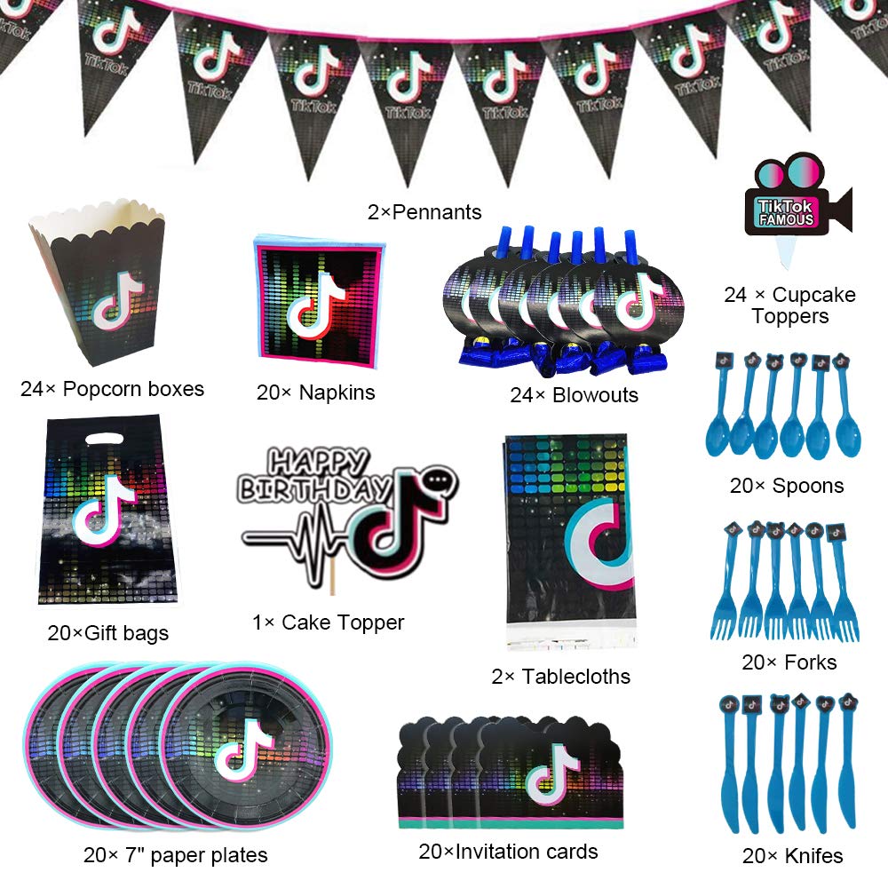 217pcs TIK Tok Party Decorations Birthday Party Supplies TIK Tok
