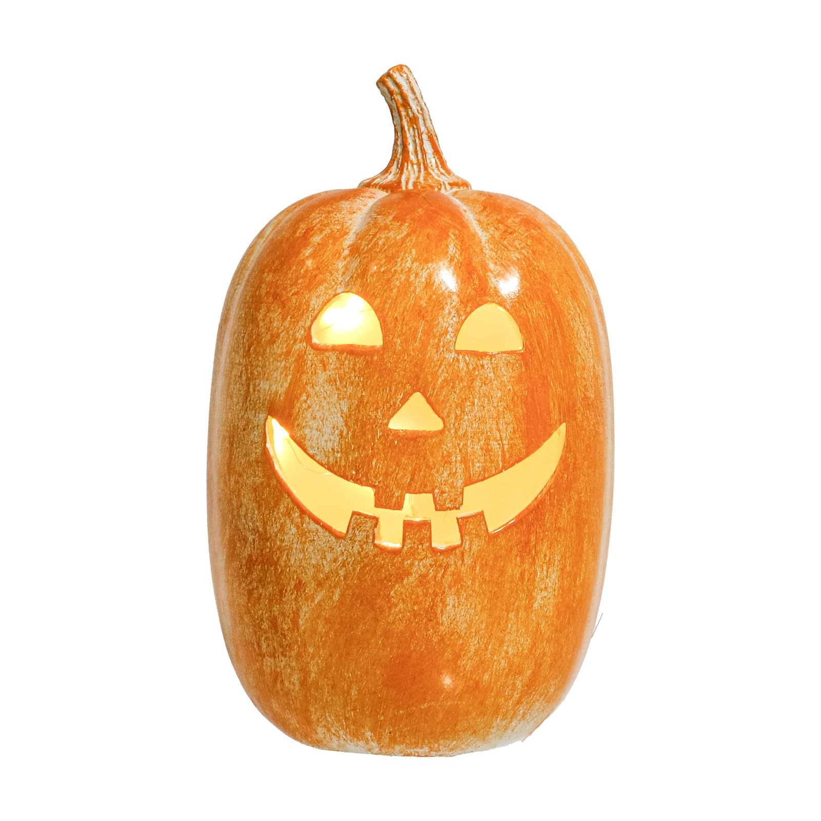 Halloween Resin Pumpkin LED Lantern,Waterproof Fall Decor, Orange, M