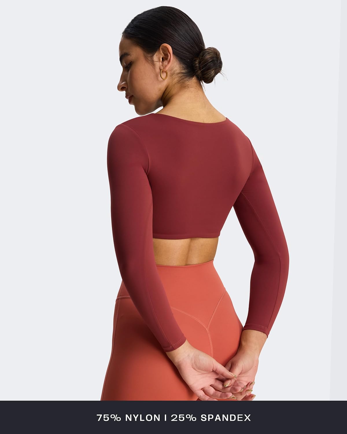 Aoxjox Women's Workout Long Sleeve Crop Tops Velura Sweetheart Neck Violet Buttery Soft PlushFlex™ Cropped T Shirt Top - Image 5