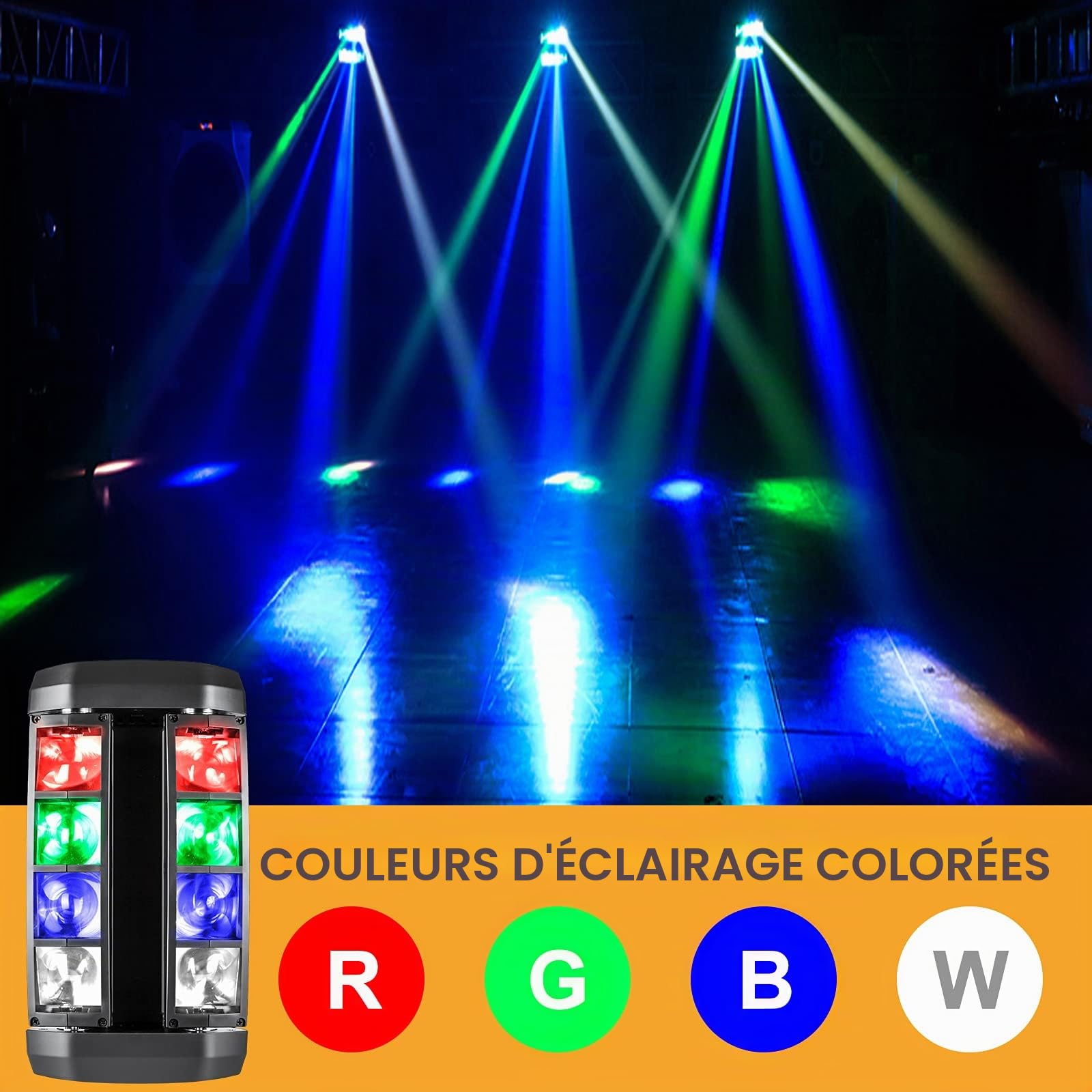ZKYMZL Lumière de fête LED RGBW Spider Moving Head avec faisceau LED contrôlé par DMx512 - Idéal pour les spectacles d'éclairage disco