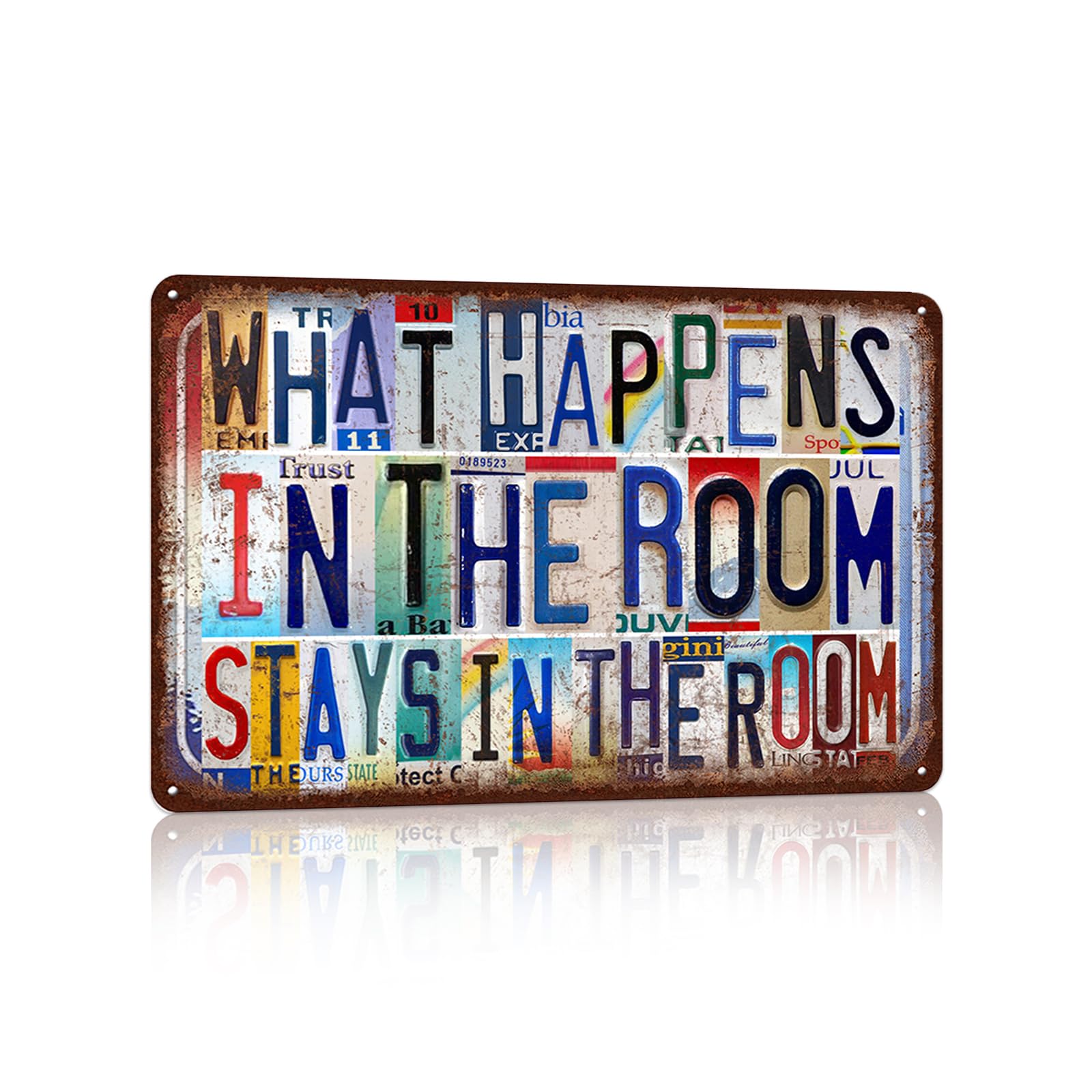 peiyeety Vintage Wall Decor Inspirational Quotes Metal Sign Tin Signs Poster - What Happens In The Room Stays In The Room