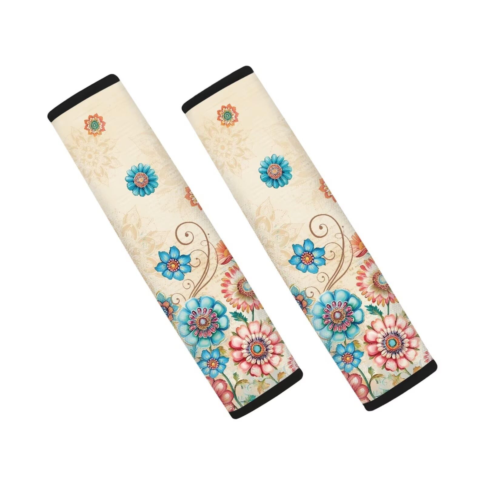 AFPANQZ Boho Flowers 2 Pack Car Seat Belt Covers for Adults Safety Seatbelt Pad Cushion Adjustable Universal for Most Car Laptop Backpack Luggage Bag Straps Pads