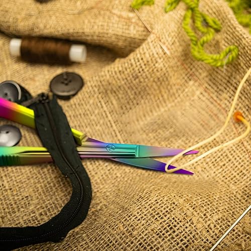 Miniatura 6 de 2 tijeras de resorte de acero inoxidable de 4.7 pulgadas, tijeras de bordado, tijeras para recortar cejas, tijeras de punta curvada para oreja,