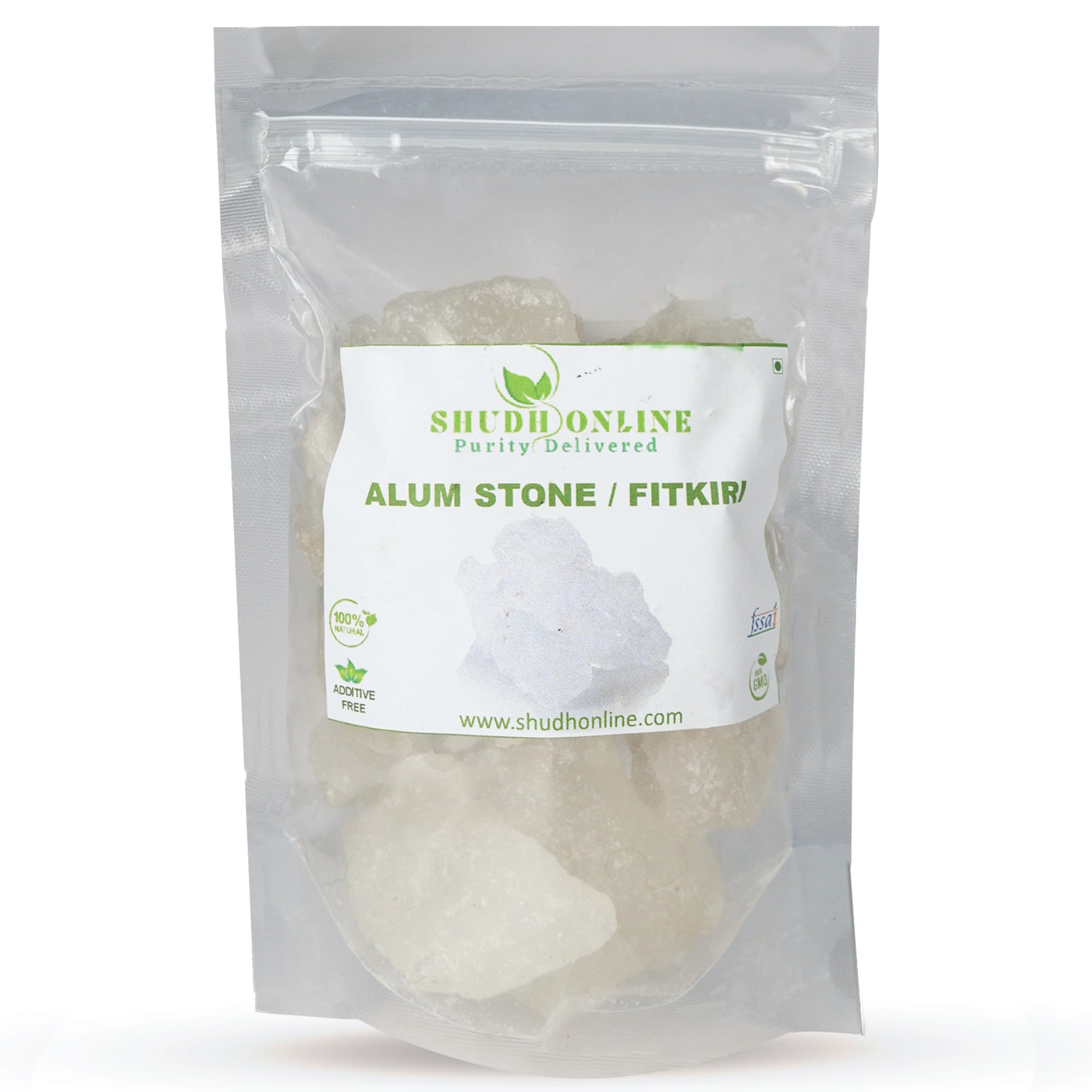 Shudh Online Fitkari, Fitkari, Fitakri, Alum stone (50g) - Water Purification, Vastu, Shaving, Skin, Teeth, Plants