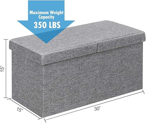 Miniatura 12 de GORELAX Otomana plegable de almacenamiento con tapa abatible, banco de pie de cama, banco de zapatos de tela con asiento acolchado, taburete