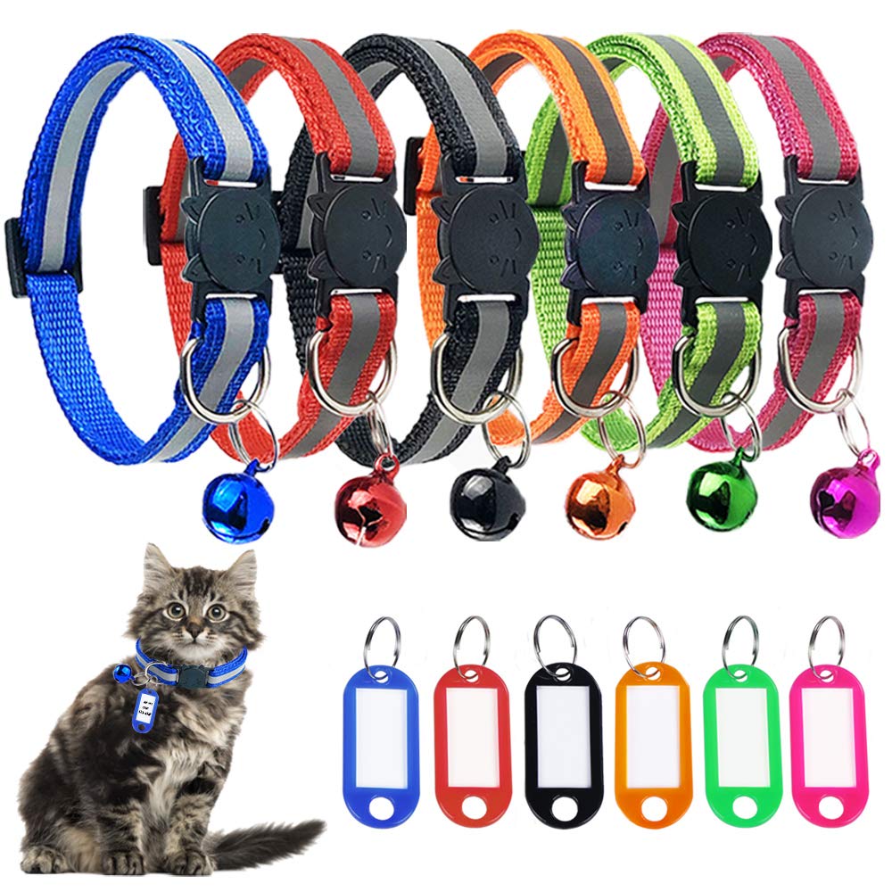 Deetenks 18 Collares Reflectantes Para Gato Con Campana – Ajustables 19-32 Cm, Identificación Anti-Extravío, Para Gatitos Y Perros Pequeños (18 Piezas + 2 Chapas)