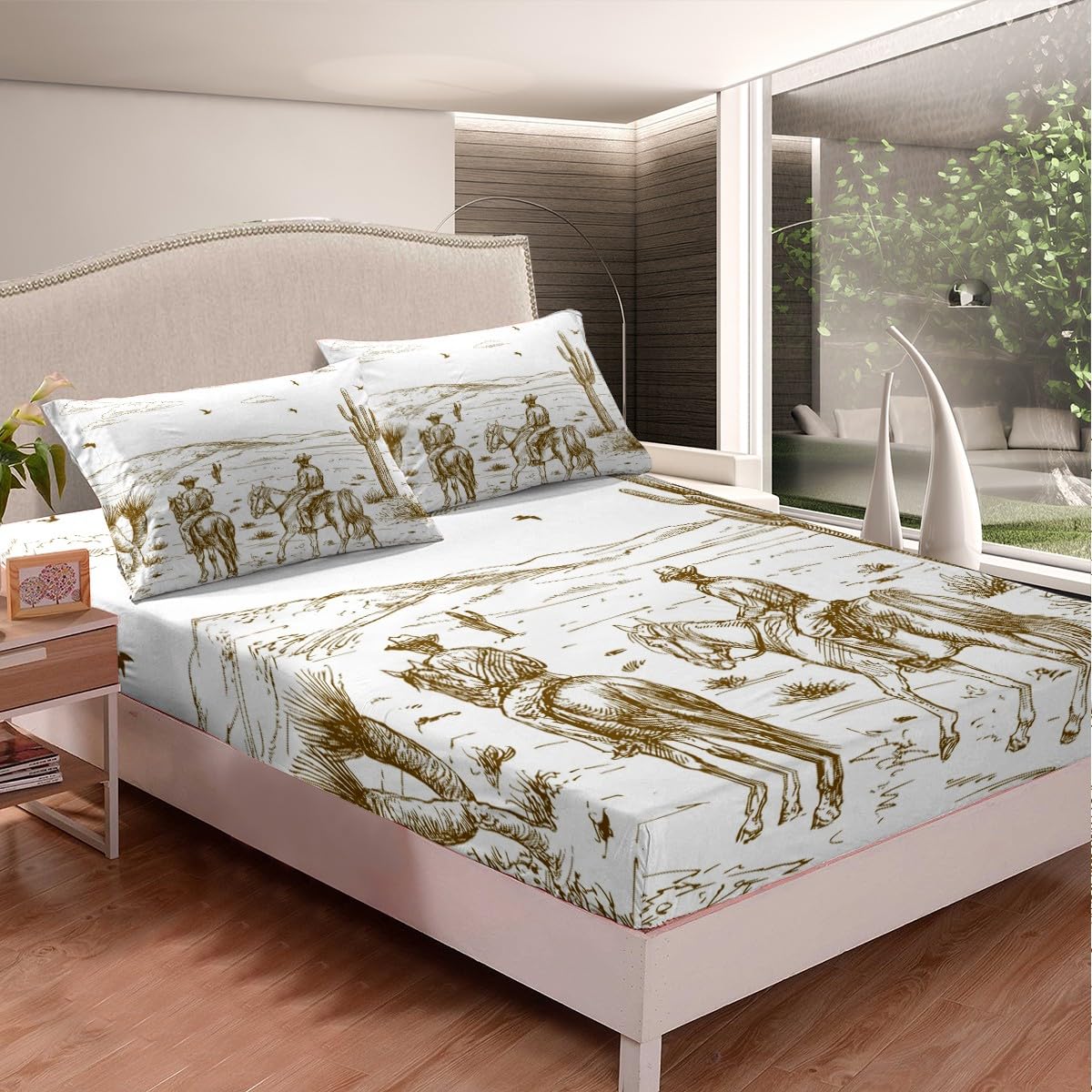 Set di biancheria da letto con motivo cowboy occidentale, con motivo geometrico tribale e stivali, per bambini, adolescenti, ragazzi, ragazze, copripiumino decorativo per camera da letto, copripiumino