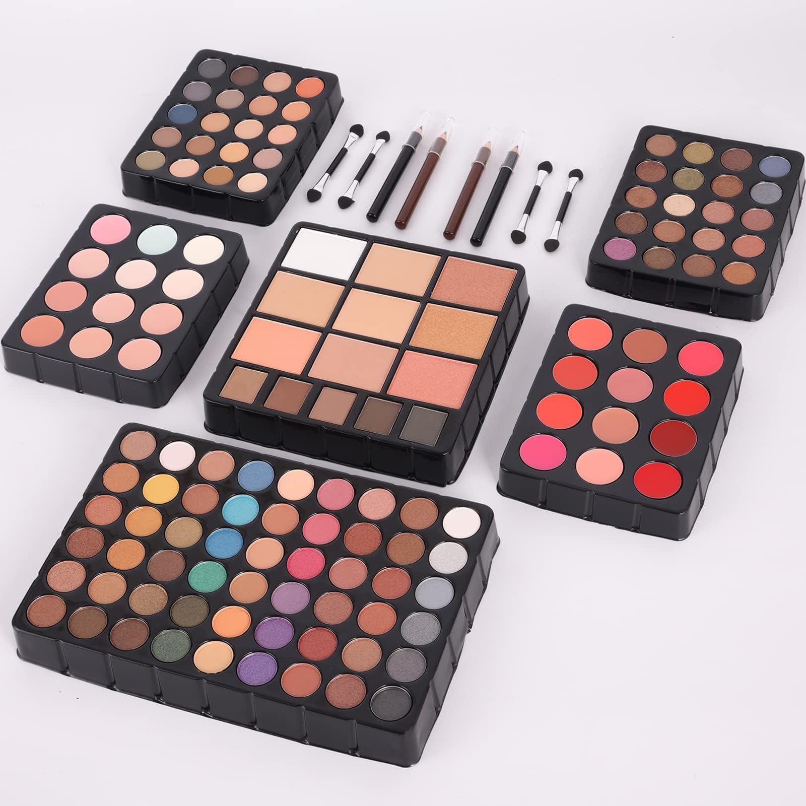 Kit de maquillage pour femmes et filles, kit de maquillage tout-en-un avec pinceau cosmétique, rouge à lèvres, palette de fards à paupières, blush, gel pailleté en rose, mallette de maquillage de