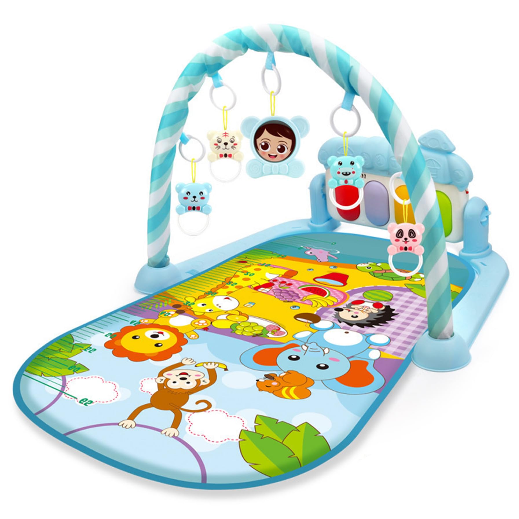 Alfombra de juegos para gimnasio para bebés con música y luz Centro de actividades para bebés fácil y seguro con colgante de sonajero Tapete para el tiempo boca abajo Juguetes para recién nacidos n