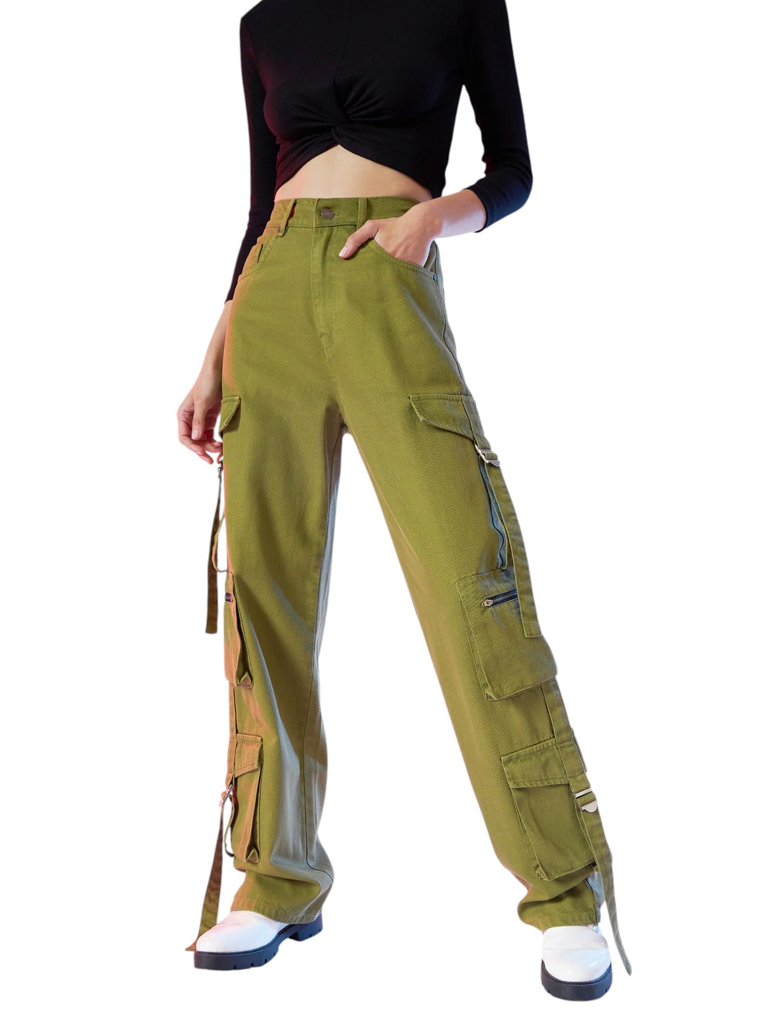 sassafras Women Cargo Straight Jeans-picture-39