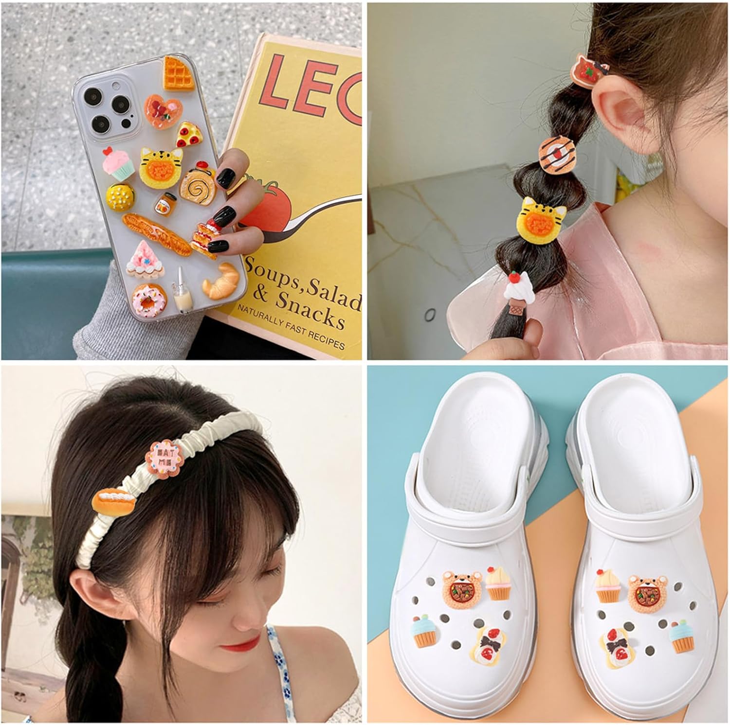 Sparkeads 64Pcs Food Theme Resin Decoden Cabochons Assorted Slime Bread Charms Kawaii Slime Accessories Flatback Resin Cabochons for Scrapbooking Embellishments Hair Clip Craft Jewelry Making Supplies - Image 2