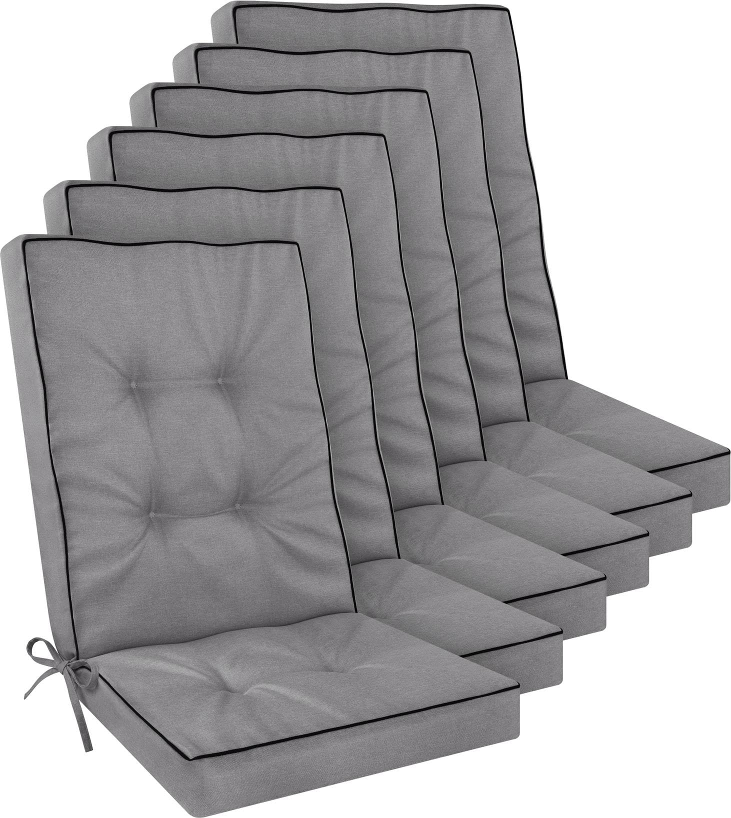 Hochlehner Auflagen Set 2er, 4er oder 6er – Gartenstuhlauflagen mit dickem Schaumstoffkern für hohen Sitzkomfort – Polster für Garten- und Terrassenstühle – made in Poland Hellgrau 120 x 50 x 8 cm