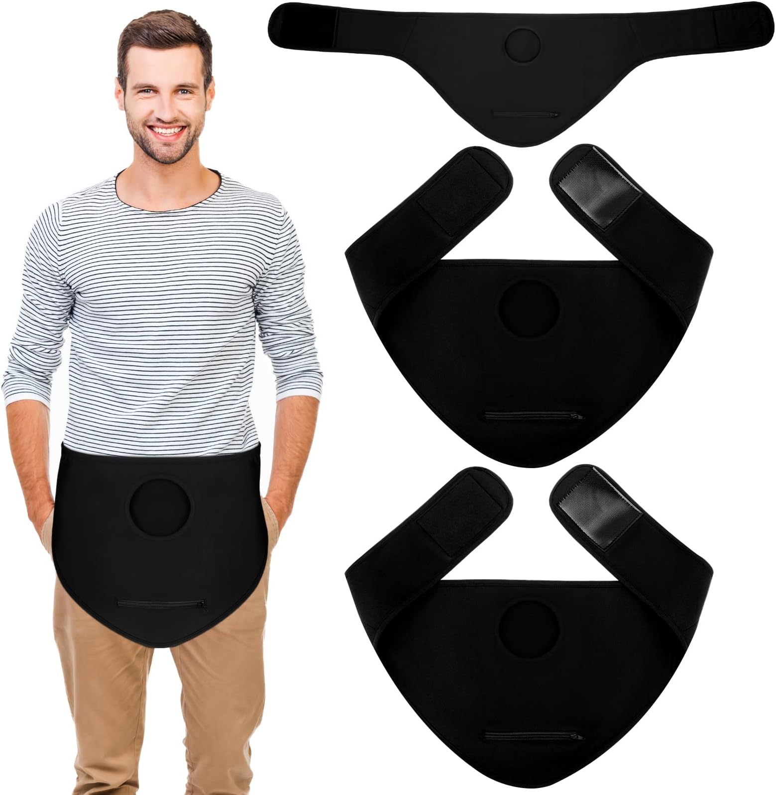 Paterr Ostomy Bag Covers Ostomy Belt Ostomy Pouch Covers Ostomy Support Belt Ostomy Bag Inner Pocket Ostomy Supplies for Men Sport Swimming, Black (Small/Medium)
