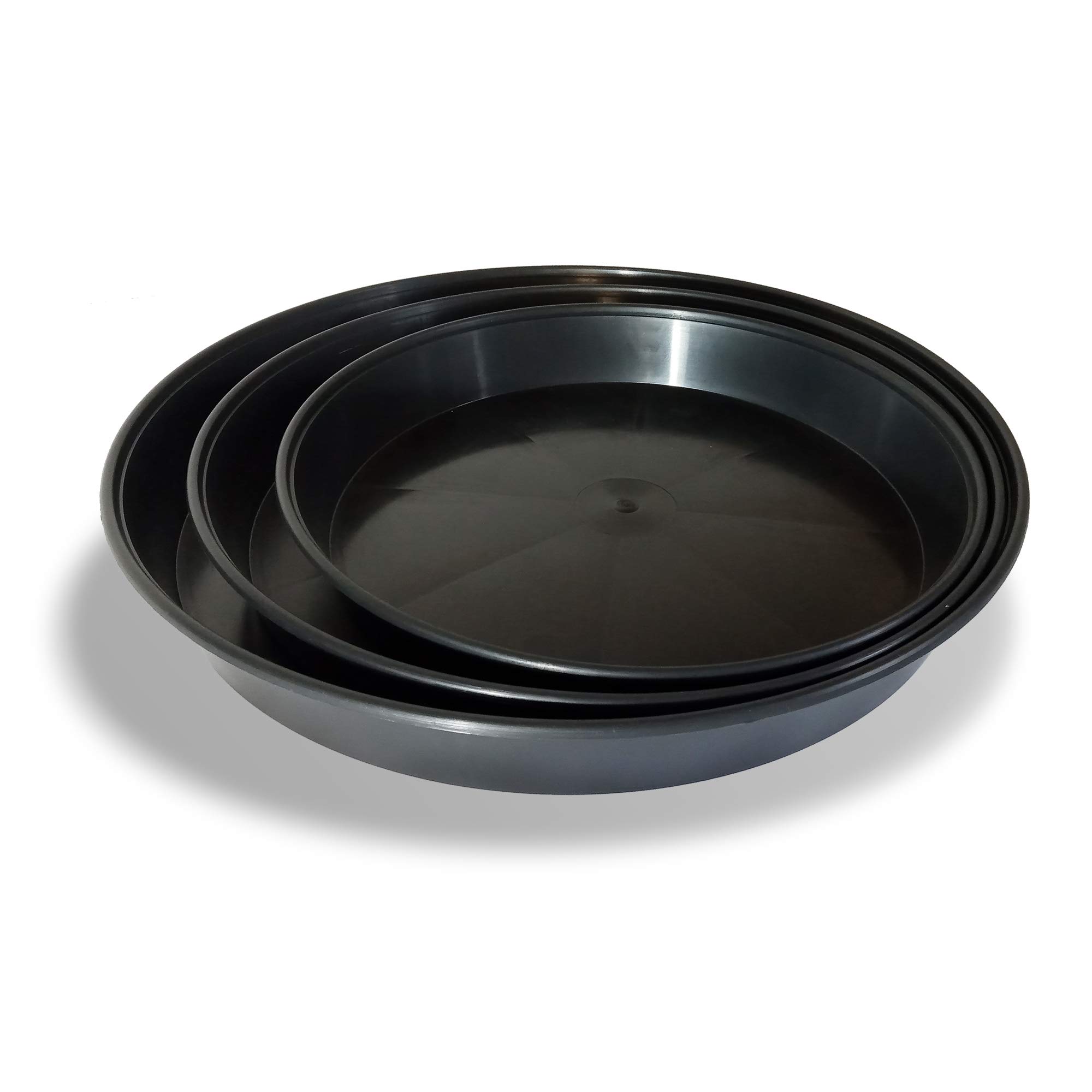 Elixir Gardens Round Black Plastic Plant Pot Saucers Water Tray Base