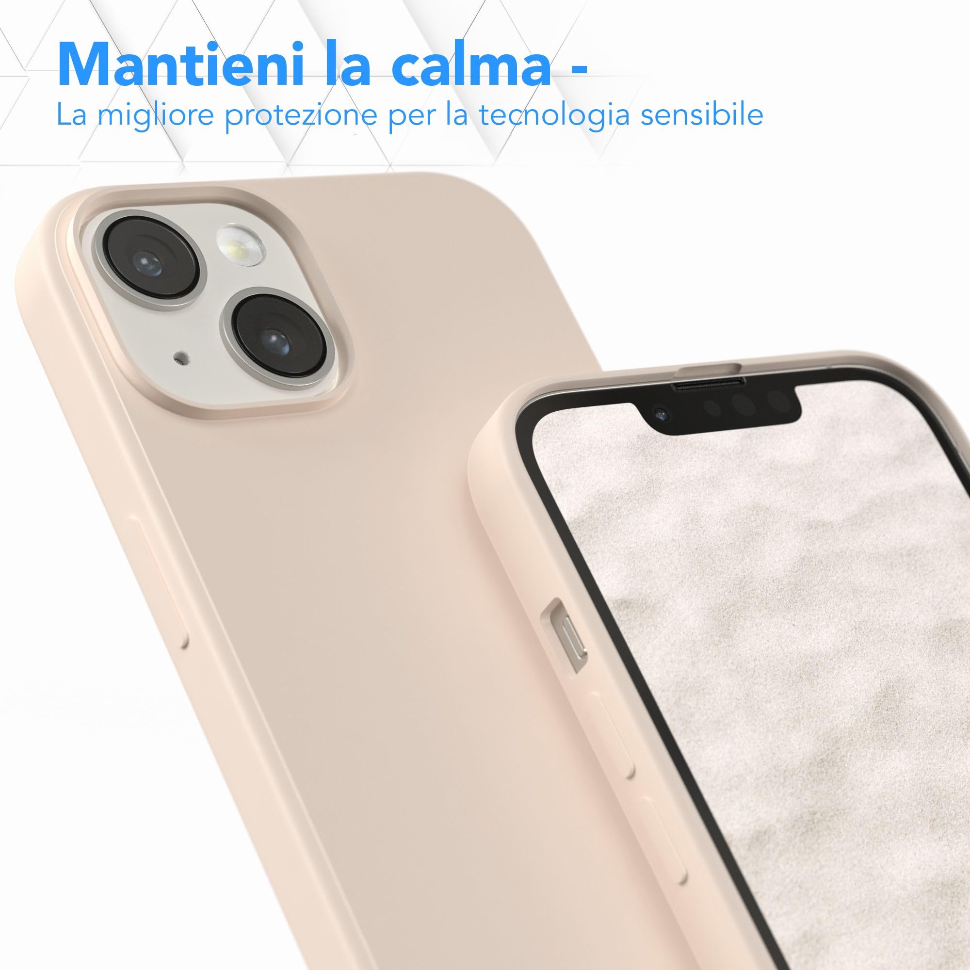 EAZY CASE - Custodia in silicone per iPhone 14 Custodia morbida protettiva con protezione della fotocamera Protezione sottile Premium Cover TPU Telefono Bumper in Beige