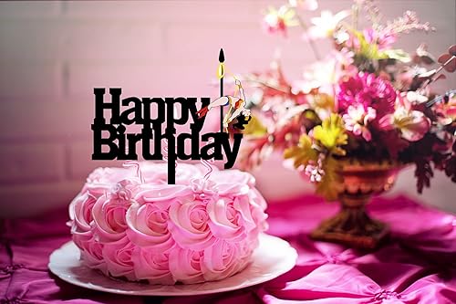 Miniatura 5 de HAKPUOTR - Decoración para tarta de cumpleaños, diseño de bailarina con texto en inglés "Happy Birthday"