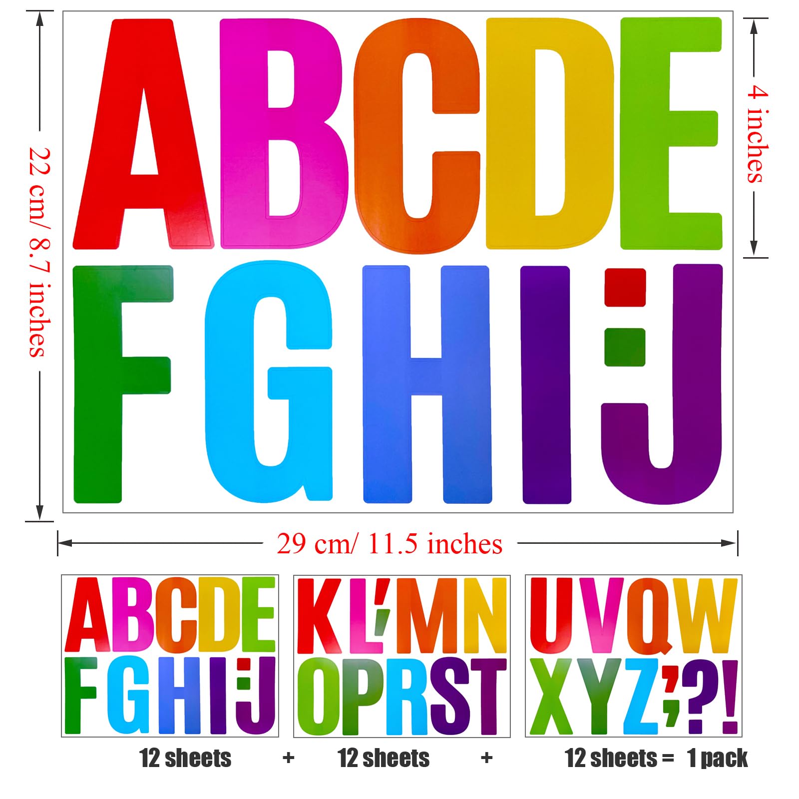 Snapklik.com : Bemeol 408 Pieces 36 Sheets Letter Stickers Big Font ...