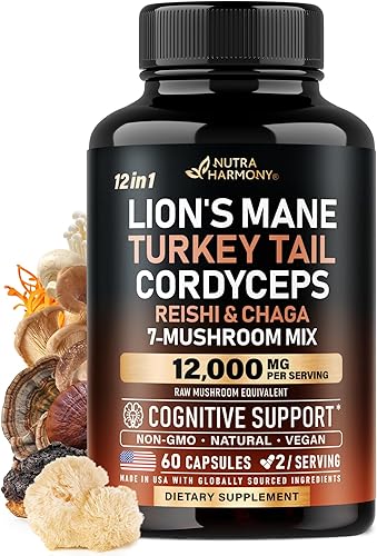Mushroom Supplement - Organic Lions Mane | Turkey Tail | Chaga | Cordyceps | Reishi | Maitake | Shiitake | Meshima | Tremella | Oyster | Agaricus -