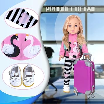 ARTST American 14/14.5 Inch Doll Accessories Clothes,Suitcase Outfit Set