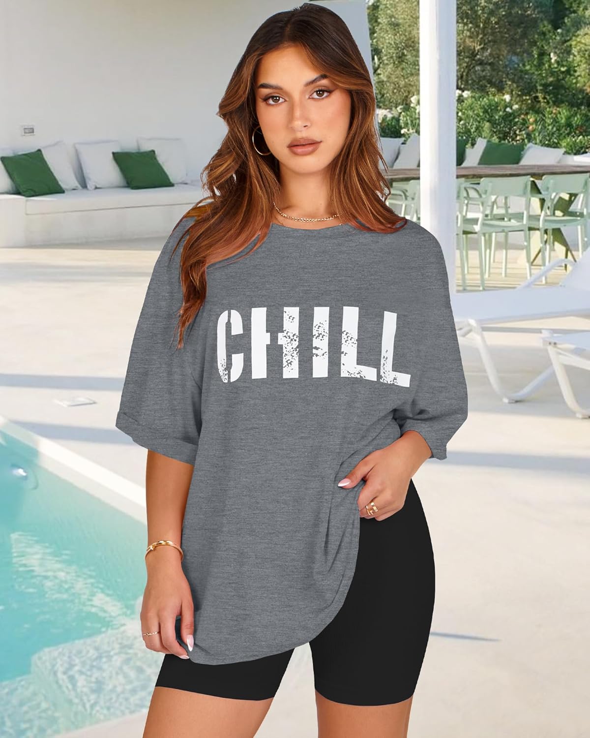 Oversized Tshirts for Women Summer Short Sleeve Casual Basic Tee Tops Loose Fit Shirts - Image 3