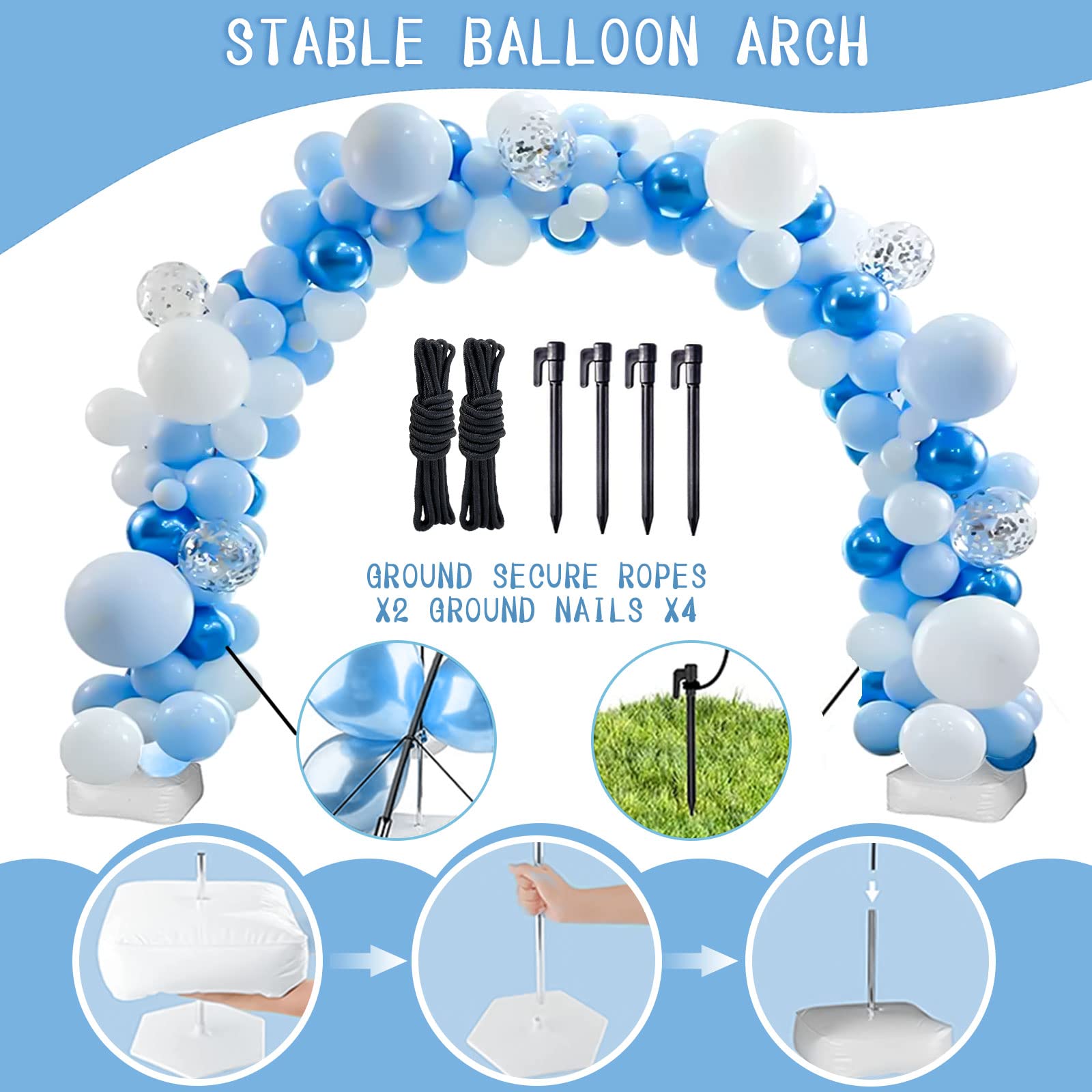Kit Arco Palloncino,Kit per arco palloncini struttura,2,3x3,2M,regolabile,Nozze Kit di Palloncini,arco palloncino decorazione festa,per matrimoni,lauree e compleanni,decorazioni natalizie